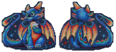 Cross Stitch Kit on Plastic Canvas, Twilight Dragon Design, MP Studia, 15 x 12 cm, Embroidery Supplies and Instructions