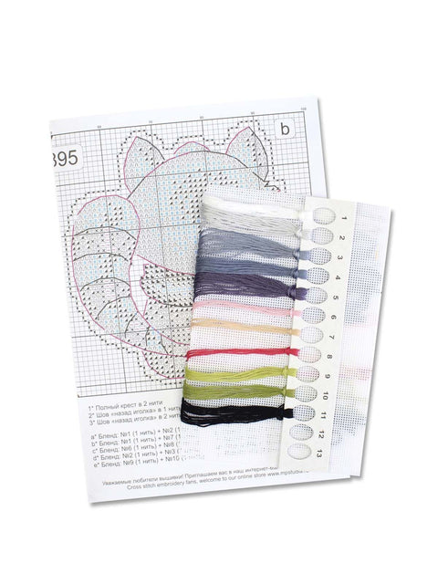 Raccoon Scientist Cross Stitch Kit, 9 x 9 cm, MP Studia, 14 Count Plastic Canvas, 11-Color PNK Kirov Threads, Needle & Pattern