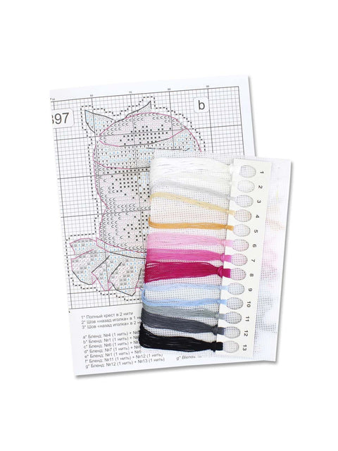 Fashionista Cross Stitch Kit 10 x 9 cm, 14 Count White Plastic Canvas, 13-Color Thread, MP Studia