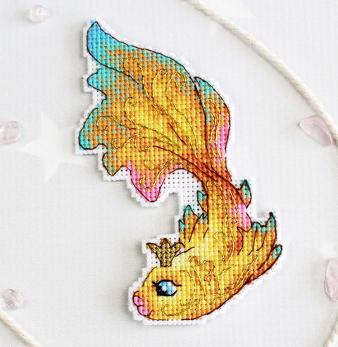 Cross Stitch Embroidery Kit Make a Wish Miniature, Beginner Craft Set, Aida Fabric, 12x8 cm, MP Studia