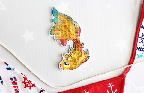 Cross Stitch Embroidery Kit Make a Wish Miniature, Beginner Craft Set, Aida Fabric, 12x8 cm, MP Studia