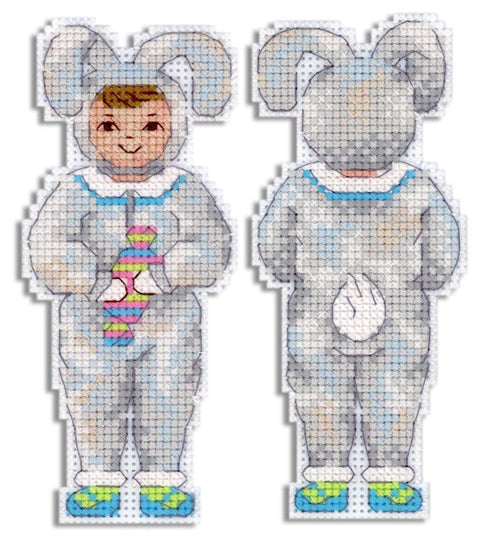 Christmas Bunny Boy Cross Stitch Kit, MP Studia Holiday Design for Beginners and Advanced Stitchers, Framing Project