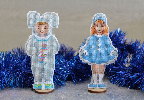 Cross Stitch Embroidery Kit, Winter Snowflake Girl Design, New Year Theme, Canvas, Threads, Needle, Pattern, MP Studia