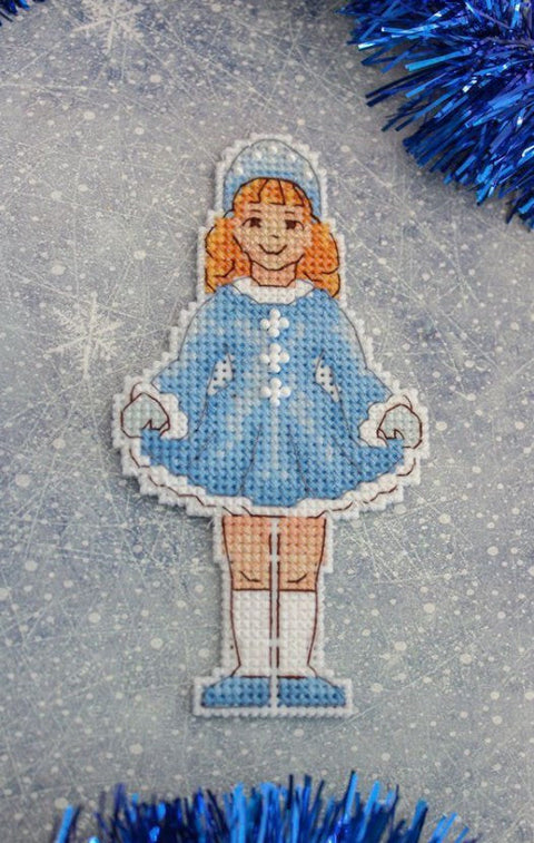 Cross Stitch Embroidery Kit, Winter Snowflake Girl Design, New Year Theme, Canvas, Threads, Needle, Pattern, MP Studia