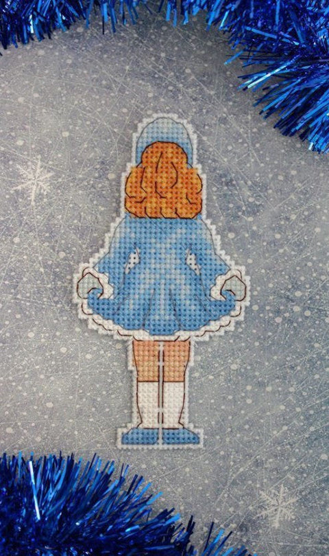 Cross Stitch Embroidery Kit, Winter Snowflake Girl Design, New Year Theme, Canvas, Threads, Needle, Pattern, MP Studia