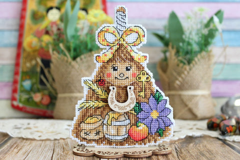 Cross Stitch Kit with Broom Amulet Motif, Multicolor Home Decor Embroidery Set by MP Studia, Beginner Friendly DIY Craft Kit