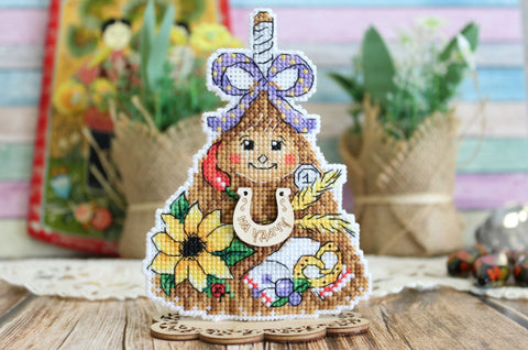 Cross Stitch Kit with Broom Amulet Motif, Multicolor Home Decor Embroidery Set by MP Studia, Beginner Friendly DIY Craft Kit