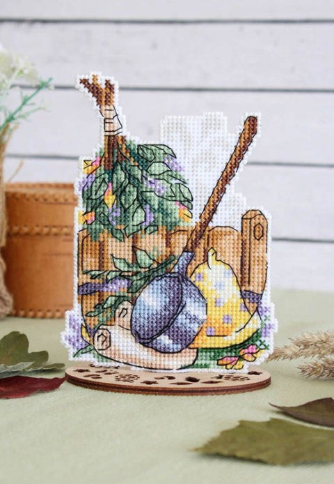 Cross Stitch Kit with Steaming Beverage Motif, Aida Fabric, Cotton Threads, Needle, Chart & Instructions, MP Studia