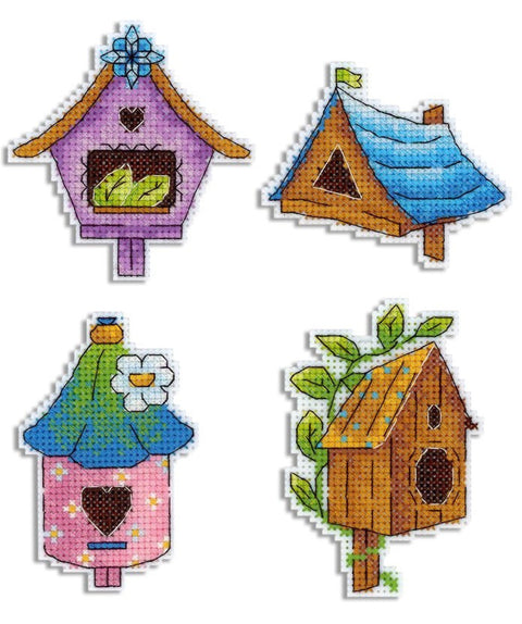 Birdhouse and Birds Cross Stitch Kit, MP Studia, Small Decorations, Multicolor, Beginner-Friendly