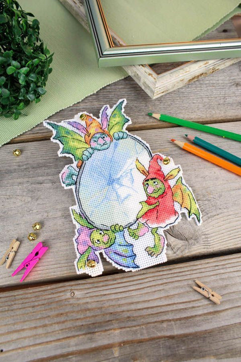 Cross Stitch Embroidery Kit with Trolls Design, Colorful DIY Craft Set, Aida Canvas, Cotton Threads, Needle and Pattern by MP Studia