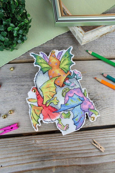Cross Stitch Embroidery Kit with Trolls Design, Colorful DIY Craft Set, Aida Canvas, Cotton Threads, Needle and Pattern by MP Studia