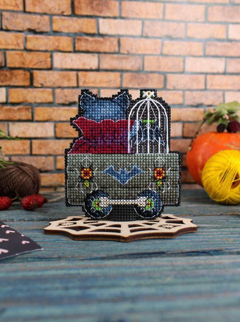 Halloween Carriage Cross Stitch Kit with Aida Fabric, Threads, Needle, Chart and Instructions by MP Studia