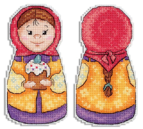 Cross Stitch Embroidery Kit with Festive Girl Design, MP Studia, Decorative Needlework Craft Set with Clear Pattern