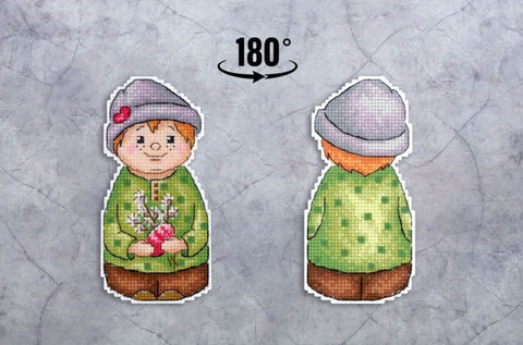 Festive Boy Cross Stitch Embroidery Kit with Clear Pattern, MP Studia Craft Kit for Beginners and Advanced Stitchers