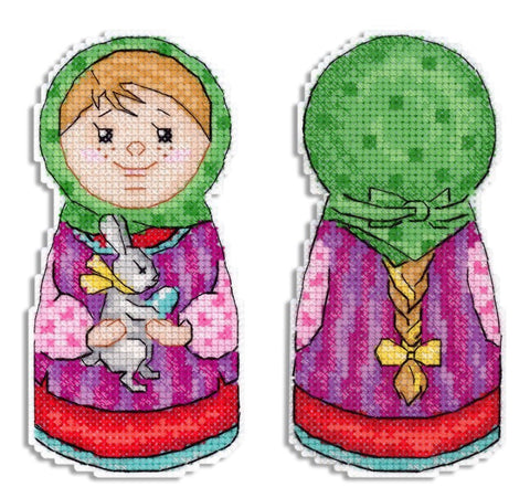 Cross Stitch Embroidery Kit with Spring Girl Design, MP Studia, Canvas, Cotton Threads, Needle, Chart and Instructions