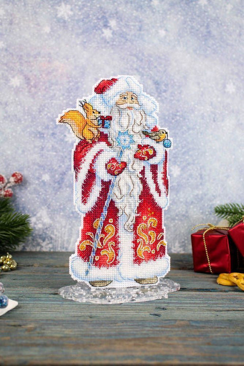 Christmas Cross Stitch Kit with Santa Claus Stand, MP Studia, Beginner-Friendly Holiday Table Decor, DIY Craft Set