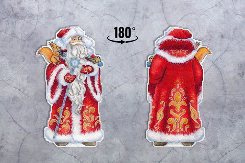 Christmas Cross Stitch Kit with Santa Claus Stand, MP Studia, Beginner-Friendly Holiday Table Decor, DIY Craft Set