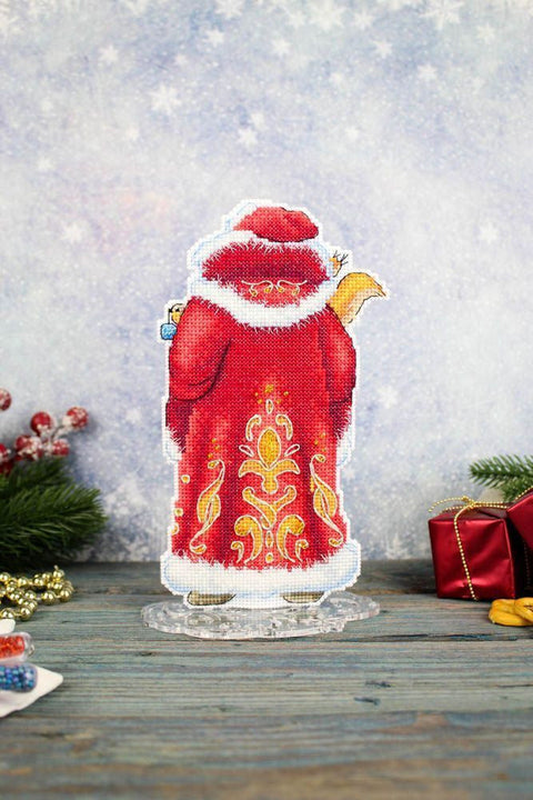 Christmas Cross Stitch Kit with Santa Claus Stand, MP Studia, Beginner-Friendly Holiday Table Decor, DIY Craft Set
