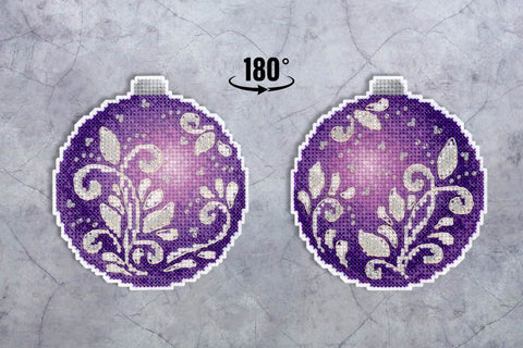 Cross Stitch Kit “Amethyst Glow” Christmas Ornament, MP Studia, Aida Fabric, Cotton Threads, Purple and Silver Tones, Beginner-Friendly