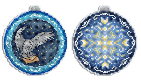 Cross Stitch Kit, New Year Ornament with Winged Postman, 11 x 10 cm, MP Studia Winter Decor