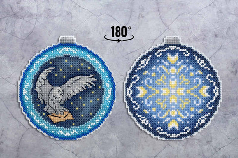 Cross Stitch Kit, New Year Ornament with Winged Postman, 11 x 10 cm, MP Studia Winter Decor