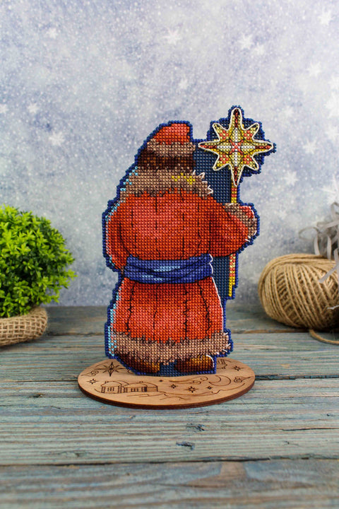 Christmas Counted Cross Stitch Kit, Starry Sky Winter Scene, MP Studia, Aida Canvas, Cotton Threads, Needle and Pattern