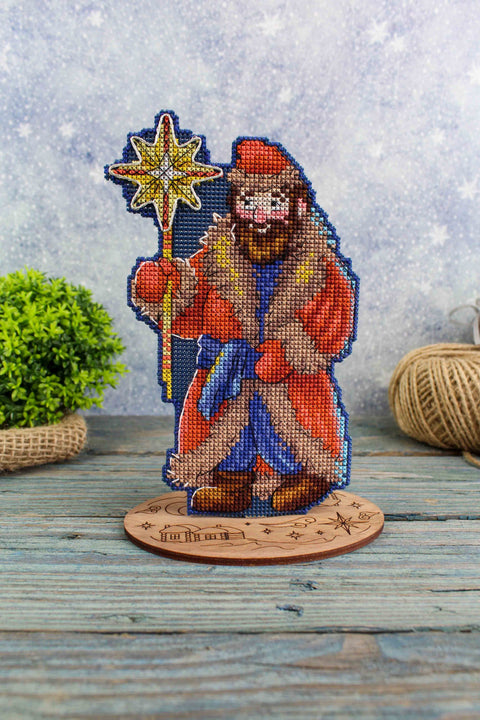 Christmas Counted Cross Stitch Kit, Starry Sky Winter Scene, MP Studia, Aida Canvas, Cotton Threads, Needle and Pattern