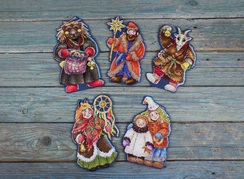 Christmas Cross Stitch Kit with Bell Ringer and Carols, Multicolor Craft Set by MP Studia