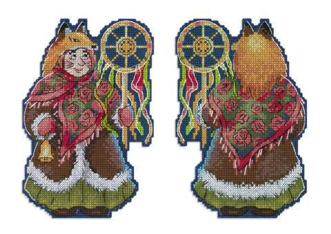Christmas Fox Cross Stitch Kit, Caroling Design, MP Studia Embroidery Kit for Beginners and Advanced Crafters