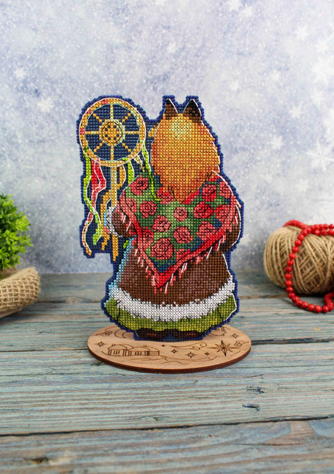 Christmas Fox Cross Stitch Kit, Caroling Design, MP Studia Embroidery Kit for Beginners and Advanced Crafters