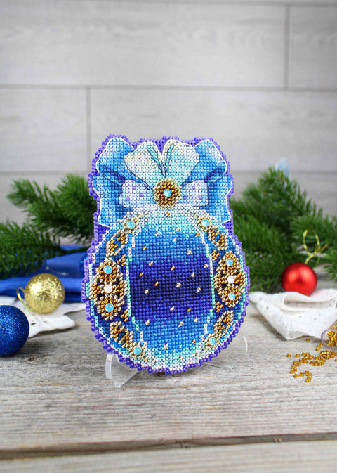 Christmas Cross Stitch Kit, Tree Ornament “Night Magic” Design, Holiday Embroidery Craft, MP Studia, Beginner-Friendly DIY Decor