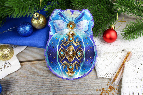 Christmas Cross Stitch Kit, Tree Ornament “Night Magic” Design, Holiday Embroidery Craft, MP Studia, Beginner-Friendly DIY Decor