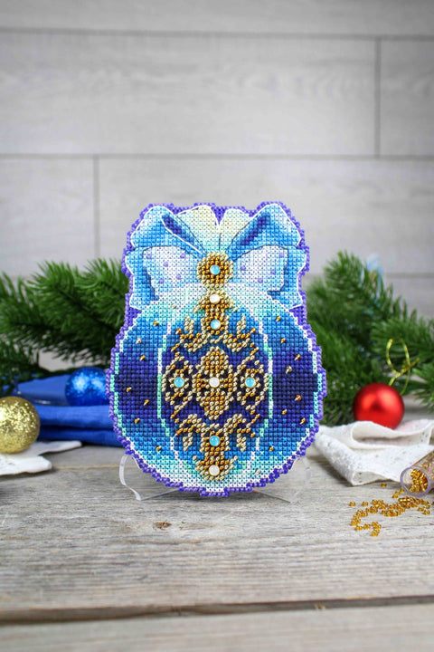 Christmas Cross Stitch Kit, Tree Ornament “Night Magic” Design, Holiday Embroidery Craft, MP Studia, Beginner-Friendly DIY Decor