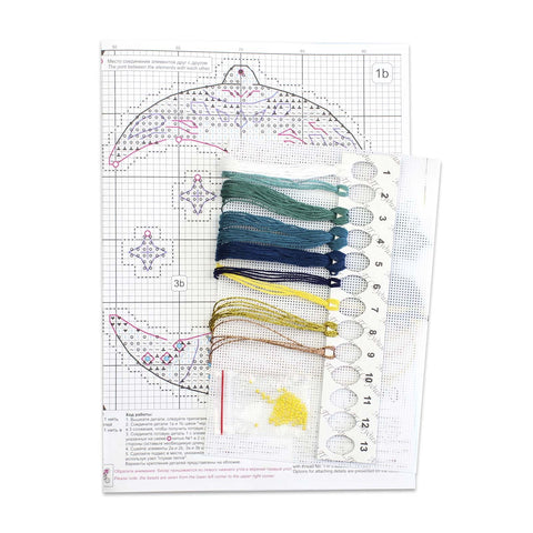 Cross Stitch Kit, Fairy Moon Design, 10×9 cm Embroidery Project by MP Studia for Beginners and Crafters