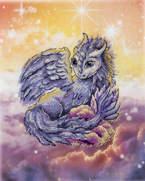 Sky Guardian Cross Stitch Embroidery Kit, MP Studia Complete Set with Fabric, Threads, Needle, Pattern and Instructions