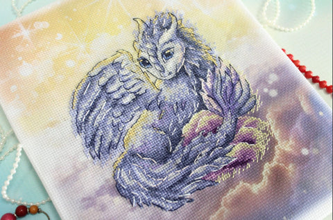 Sky Guardian Cross Stitch Embroidery Kit, MP Studia Complete Set with Fabric, Threads, Needle, Pattern and Instructions