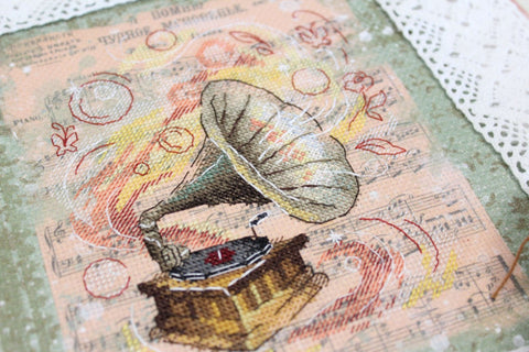 Cross Stitch Embroidery Kit “Forgotten Melody” with Aida Fabric, Cotton Threads and Pattern, MP Studia