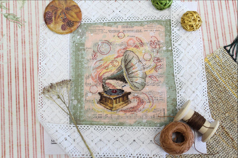 Cross Stitch Embroidery Kit “Forgotten Melody” with Aida Fabric, Cotton Threads and Pattern, MP Studia