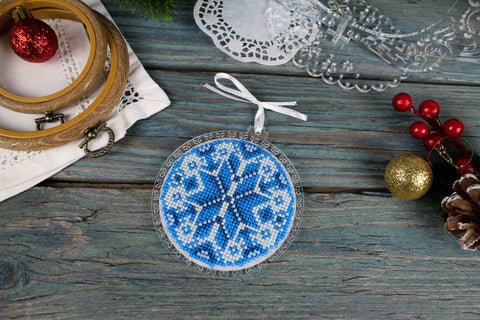 Cross Stitch Kit with Icy Christmas Tree Design, Cotton Threads, Fabric, Needle and Instructions by MP Studia