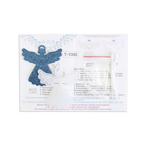 Cross Stitch Kit Angel Design, 11 x 11 cm Beginner Embroidery Project by MP Studia, Decorative Wall Art Craft Kit