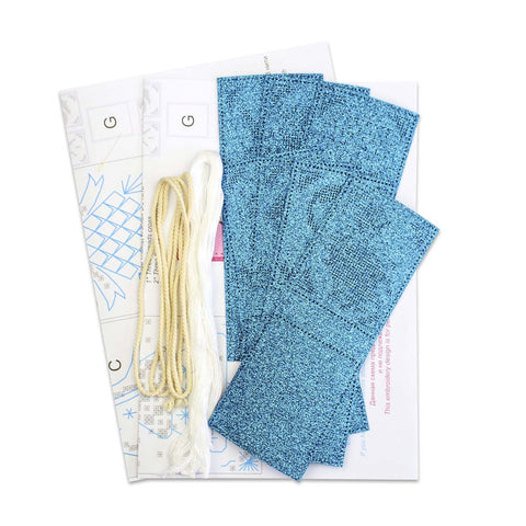 Cross Stitch Garland Kit, Lace-Inspired Bunting, 7 Pennants, 11×8 cm Each, MP Studia, Home and Party Decor