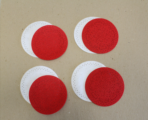Cross Stitch Coaster Kit for 4 Glasses, Winter Designs, Red and White Felt, MP Studia DIY Table Decor Set