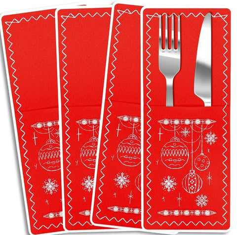 Christmas Embroidery Kit for Cutlery Holders, 4-Piece Set for Festive Table Decor, MP Studia