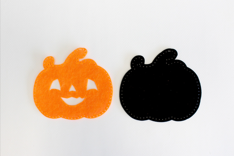 Cross Stitch Pumpkin Kit on Felt, Halloween and Autumn Decor, Orange and Black, MP Studia DIY Craft Kit