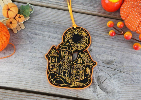 Cross Stitch Kit with Castle and Ornamental Motif, Detailed Design, Aida Fabric, Cotton Floss, MP Studia