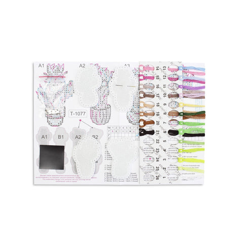 Cross Stitch Kit with Emotional Cactus Motifs for Pins and Magnets, 7 × 5 cm, MP Studia, Beginner-Friendly DIY Craft