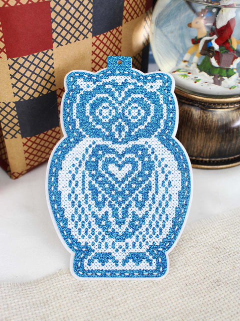 Snowy Owl Cross Stitch Kit, Christmas Tree Ornament, MP Studia, 14×9 cm, Includes Threads, Needle, Chart and Instructions