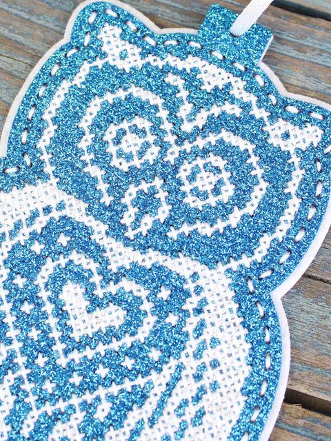 Snowy Owl Cross Stitch Kit, Christmas Tree Ornament, MP Studia, 14×9 cm, Includes Threads, Needle, Chart and Instructions