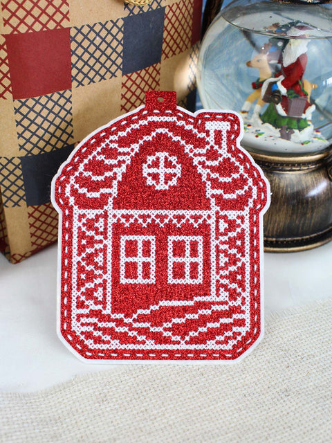 Christmas Cross Stitch Kit, House in Snow Ornament, MP Studia, 13×11 cm, Beginner-Friendly Winter Decoration