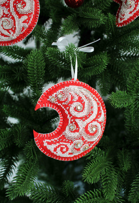 Cross Stitch Kit with Winter Moon Frost Pattern, MP Studia, Clear Chart, Fabric, Threads, Needle and Instructions